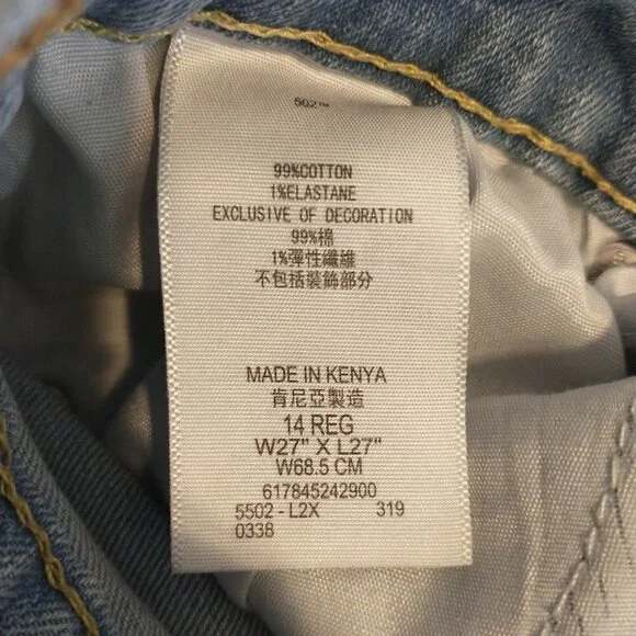 Levi's 502 Regular Taper Jeans Size 14 Reg 27x27 Boys Blue Denim Jeans - Picture 11 of 15